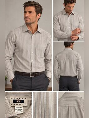 Joseph Abboud Men's Pale Pink & White Pinstripe Dress Shirt